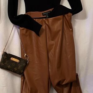 Cute Banana Republic Brown Faux Leather Leggings. Petite Small